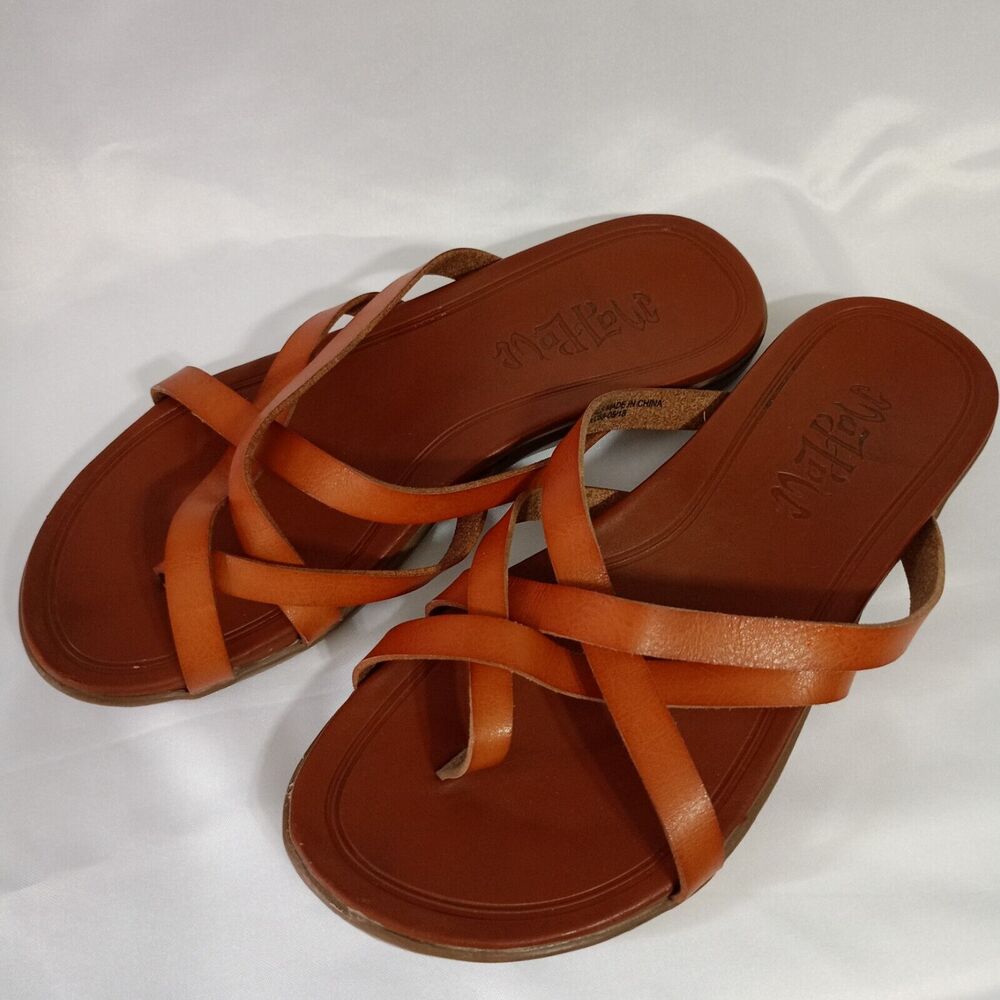 Mad Love Sandals Strappy Flats Brown Slide Open Toe Casual Comfort Women's 7